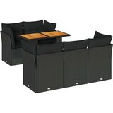  6-dijelni set vrtnih sofa s jastucima crni od poliratana | shoptok.hr