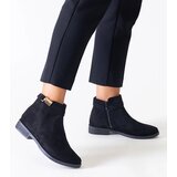 Gemre Black ankle boots with gold inserts eco-suede Casetra | shoptok.hr