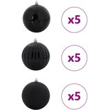  Set božićnih kuglica XL 15 pcs Crna Plastika | shoptok.hr