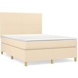  Krevet s oprugama i madracem krem 140x200 cm od tkanine | shoptok.hr