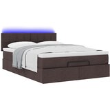  Otomanska postelja z vzmetnico & LEDs rjav 140x190 cm blago, (22011818) | Shoptok.si