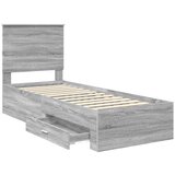  Konstrukcija postelje Siva Sonoma in srebrna 75 x 190 cm, (5000103385) | Shoptok.si