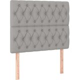 vidaXL Box spring postelja z vzmetnico LED svetlo siva 90x190 cm blago | Shoptok.si