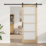 vidaXL Drsna vrata s kompletom opreme 'ORKDAL'86x211 cm, Notranja vrata z steklom 'ORKDAL'86x211x4 cm trdnega borovega lesa | Shoptok.si