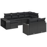 vidaXL 10-dijelni set vrtnih sofa s jastucima crni od poliratana | shoptok.hr