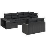 vidaXL Vrtna sedežna garnitura 10-delna z blazinami črn poli ratan, (21070426) | Shoptok.si
