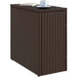 vidaXL Vrtni pomoćni stolić sa staklenom pločom smeđi 58x27,5x55 cm | shoptok.hr