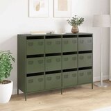 vidaXL Komoda olivno zelena 135x39x103,5 cm hladno valjano jeklo | Shoptok.si