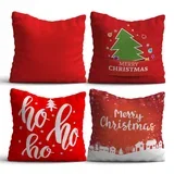 NYXMAS06 Set od 4 ukrasna jastuka, 43 x 43 cm, crvena