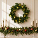  Božićni vijenac Zelena Ø 50 cm PVC i PE 25 LED lampica | shoptok.hr