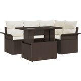  5-dijelni set vrtnih sofera s jastucima Smeđa Poli Ratan 2-sjedalna vrtna sofa s pohranom i jastucima Smeđa Poli Ratan | shoptok.hr