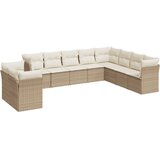  10-dijelni set vrtnih sofa s jastucima bež od poliratana | shoptok.hr