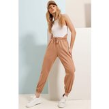 Trend Alaçatı Stili Women's Beige Elastic Two Yarn Sweatpants Cene