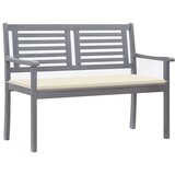 The Living Store Vrtna klop za 2 osebi z blazino 120 cm siv evkaliptusov les - Klop, (21469635) Cene