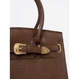 Shelvt Brown handbag with a decorative buckle in gold | shoptok.hr