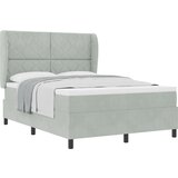 vidaXL Box Spring Postelja z Vzmetnico Svetlo Siva 140x200 cm Žamet | Shoptok.si