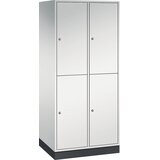 C+P Dvonadstropna jeklena garderobna omara INTRO, ŠxG 820 x 600 mm, 4 predelki, korpus svetlo siv, vrata svetlo siva Cene