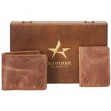 ALTINYILDIZ CLASSICS Men's Brown Handmade 100% Genuine Leather Wallet - Card Holder Set cene
