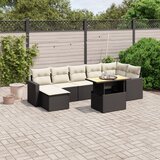 Maison Chic Seti vrtnega pohištva - Vrtna garnitura - Vrtni pohištvo set 8-delna z blazinami črn poli ratan, (21798789) | Shoptok.si