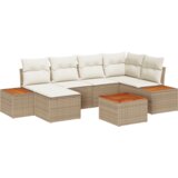 vidaXL set vrtnih kauča s jastučićima, bež, poli ratan, akacija | shoptok.hr