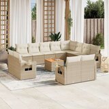 vidaXL 13-dijelni set vrtnih sofa s jastucima poliratan Bež | shoptok.hr