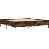 vidaXL Posteljni okvir dimljeni hrast 180x200 cm inž. les in kovina, (21111180) | Shoptok.si