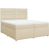vidaXL Box spring postelja z vzmetnico krem 200x200 cm blago, (21309772) | Shoptok.si