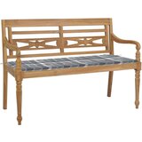  Klupa Batavia sa sivim kariranim jastukom 120 cm od tikovine | shoptok.hr