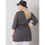 Fashion Hunters Dark gray melange plus size tunic with an inscription | ePonuda.com