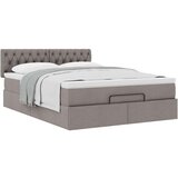 vidaXL Otomanski posteljni okvir z vzmetnico taupe 140x200 cm blago | Shoptok.si