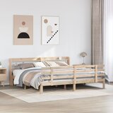 vidaXL Posteljni okvir z vzglavjem 200x200 cm trdna borovina Cene