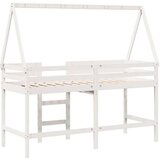 vidaXL Krevet na kat s ljestvama i krovom bijeli 80x200 cm od borovine | shoptok.hr