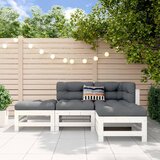 Maison Chic Seti vrtnega pohištva - Vrtna garnitura - Vrtni pohištvo set 4-delna bela trdna borovina, (21809917) | Shoptok.si