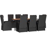  9-dijelni vrtni blagovaonski set s jastucima crni od poliratana | shoptok.hr
