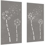  Vrtni zidni ukrasi 2 kom 105x55 cm čelik COR-TEN cvjetni uzorak Smeđa | shoptok.hr