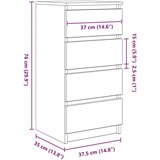 vidaXL Komoda bela 37,5x35x76 cm inženirski les | Shoptok.si
