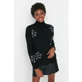 Trendyol Black Christmas Themed Sim Beard Knitwear Sweater