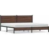 vidaXL Kovinski posteljni okvir brez vzmetnice rjavi hrast 200x200 cm Cene