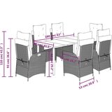  7-dijelni vrtni blagovaonski set s jastucima crni od poliratana | shoptok.hr