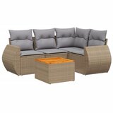 Maison Chic Seti vrtnega pohištva - Vrtna garnitura - Vrtni pohištvo set 5-delna z blazinami bež poli ratan, (21816085) | Shoptok.si
