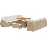 vidaXL Vrtna sedežna garnitura z blazino 11 pcs Bež poli ratan, (5000145310) | Shoptok.si