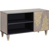 vidaXL TV ormar Siva i zlatna 80 x 31.5 x 46 cm Čvrsto drvo manga Cijene