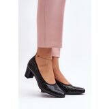 VINCEZA Black Embossed Patent Leather Pumps Cynania | Shoptok.si