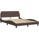vidaXL Posteljni okvir z vzglavjem rjav 140x190 cm umetno usnje, (21072605) | Shoptok.si