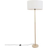 QAZQA Lesena stoječa svetilka z ovalnim platnenim senčilom bela 50 cm - Mels | Shoptok.si