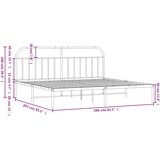  Metalni okvir za krevet s uzglavljem bijeli 200x200 cm | shoptok.hr