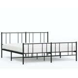 The Living Store Kovinski posteljni okvir z vzglavjem in vznožjem črn 183x213 cm - Posteljni Okvir, (21524744) | Shoptok.si