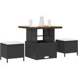  Set za blagovanje za vrt s jastucima crni poli ratan akacija | shoptok.hr