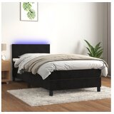  Krevet box spring s madracem LED crni 100x200 cm baršun | shoptok.hr