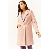 Olalook Women's Powder Buttoned Pocket Lined Boucle Coat | shoptok.hr
